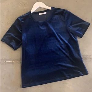 NWT dark navy velvet top